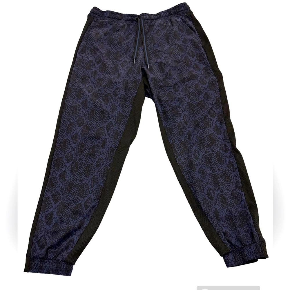 Athleta Brooklyn Jogger Drawstring Blue/Black Python Snakeskin Pant Size 12